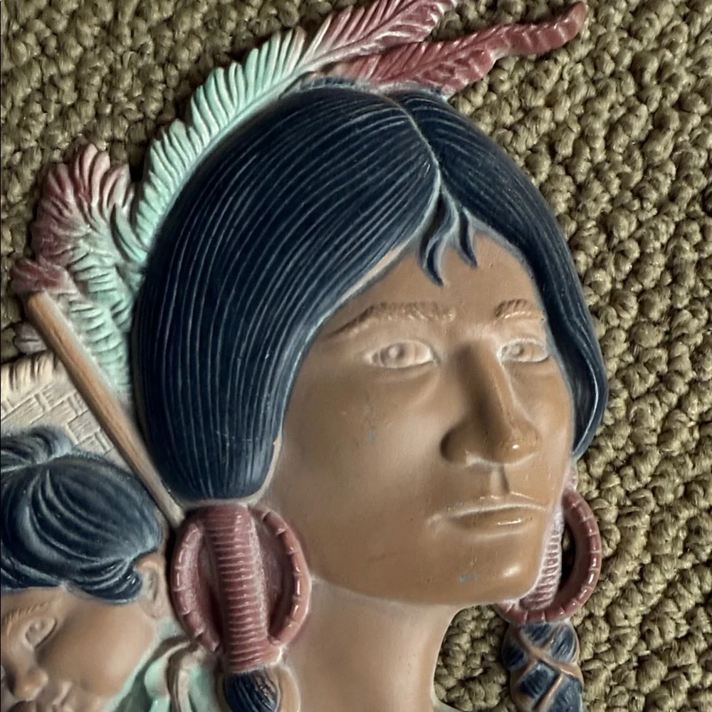Vintage 1970's Sexton Native American Indian Metal Wall Hanging Set -some Wear